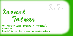 kornel tolmar business card